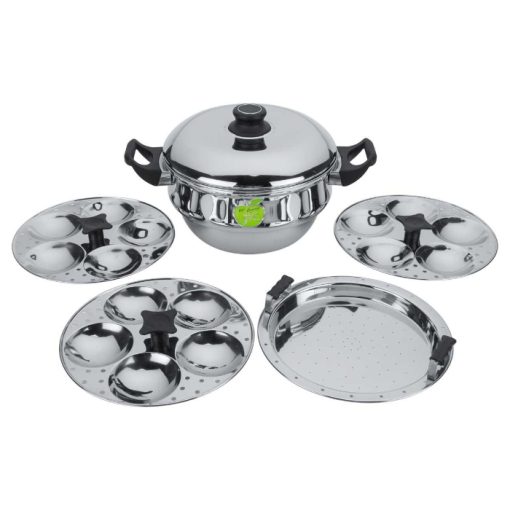 Stainless steel 12-pit idli cooker for steaming idli and dhokla