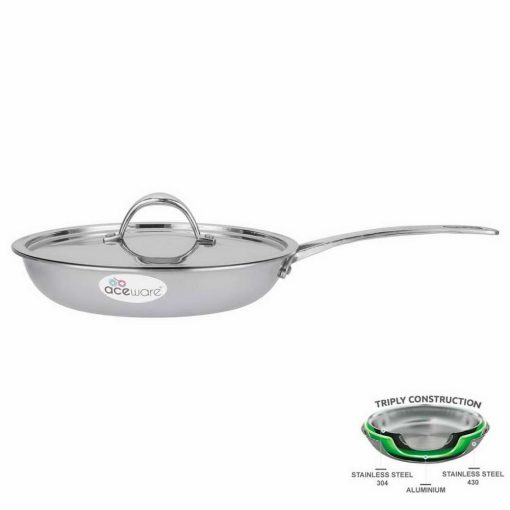 Stainless Steel Triply Frying Pan With Lid - 20Cm