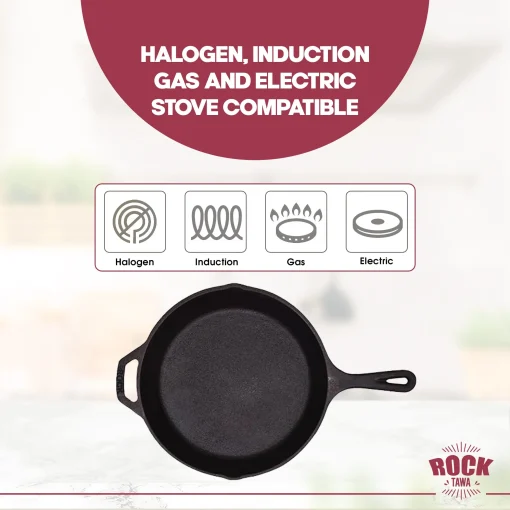 Pre Seasoned Frying Pan 8 inch / 1.1 Litre Cast Iron Skillet