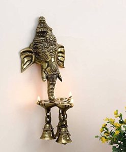 Wall Hangings / Tapestry Brass Ganesha Wall Hanging Diya With Bells ChennaiStore