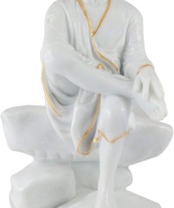 White Sai Baba Murti For Pooja Statue Gift Idol 3.5 Inch