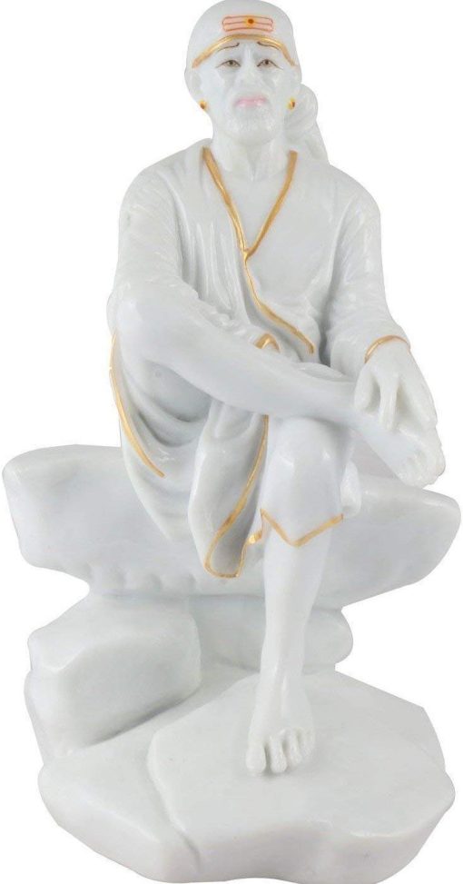 White Sai Baba Murti For Pooja Statue Gift Idol 3.5 Inch