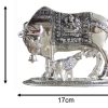 Lord Krishna''S Kamdhenu Cow With Calf White Metal Showpiece