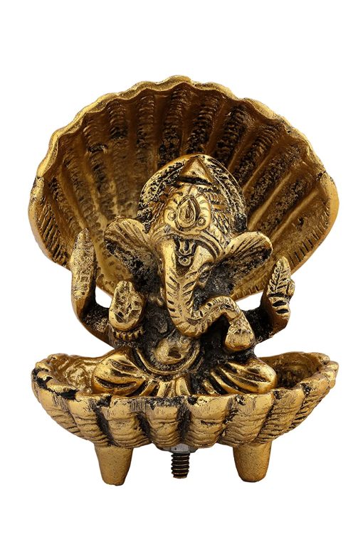 White Metal Ganesh Showpiece Idol