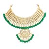 Trendy Kundan Gold Plated Wedding Jewellery Choker Necklace Set For Women Trendy Kundan Gold Plated Wedding Jewellery Choker Necklace Set For Women