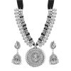 Antique German Silver Oxidised Plated Cotton Thread Necklace Earring Set