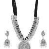Antique German Silver Oxidised Plated Cotton Thread Necklace Earring And Bangles Set Antique German Silver Oxidised Plated Cotton Thread Necklace Earring And Bangles Set