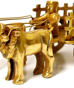 Brass Vintage Bullock Cart With Double Bull Decorative Showpiece | Home Decor