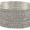 Non-Precious Metal Base Metal With Zircon Gemstone Studded Worked Glossy Finished Bangle