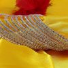 Non-Precious Metal Base Metal With Zircon Gemstone Studded Worked Glossy Finished Bangle