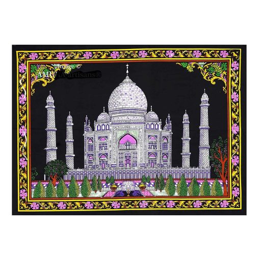 Tajmahal Sequin Embedded 100% Cotton 40X30 Inches Cloth Tapestry/Wall Hanging