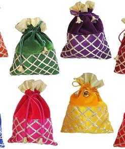 Cotton Drawstring Potli Bag (Pack Of 1)Assorted