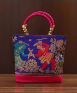 Hand Bag Raw Silk With Dandiya Prints Medium