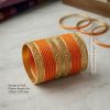 Traditional Stylish Traditional Casual Party Orange & Gold Bangles For kids And Girls - 5cm Diameter Gold Traditional Antique- Looking Bangles For Women