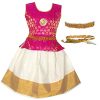 Girls' Readymade Kerela Pattu Pavadai Silk Set Girls Traditional Pattu Pavadai Set
