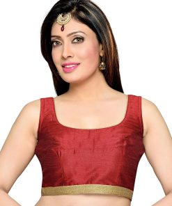 Readymade Blouse Women’S Maroon Polyester Round Neck Ready Made Blouse – Size 38 ChennaiStore