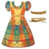 Girls Traditional Pattu Pavadai With Waist Belt -Kerela Gold Pattu