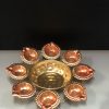 Flower Shaped Diya Handcrafted Decorative Urli 25 Cm Decorative Beautiful Handcrafted Round Leaf Border Designer Uruli 30 Cm