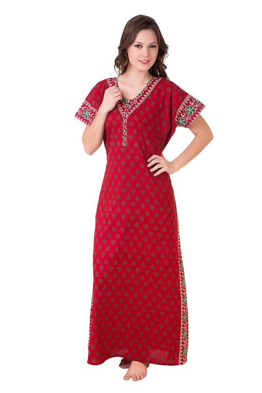WomenS Batik Print Cotton Nighty Free Size