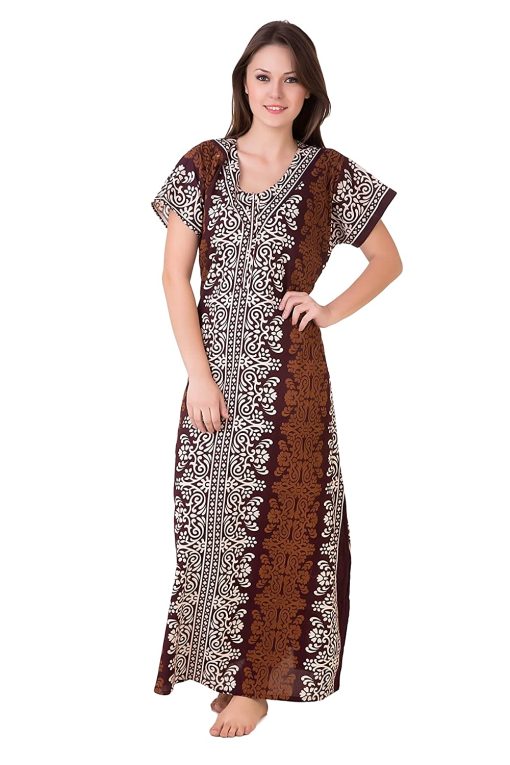 WomenS Batik Print Cotton Nighty Free Size