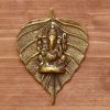 White Metal Ganesha On Leaf Wall Hanging Return Gift - Pack Of 1 White Metal Ganesha On Leaf Wall Hanging Return Gift - Pack Of 1