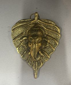 White Metal Ganesha On Leaf Wall Hanging Return Gift - Pack Of 1