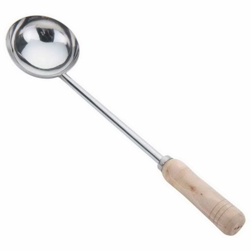 Serving Spoons Stainless Steel Udipi Laddle With Wooden Handle No.6 – Length 48.5Cm ChennaiStore