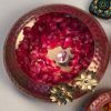 Pink Decorative Metal Urli- 28Cm (Large)