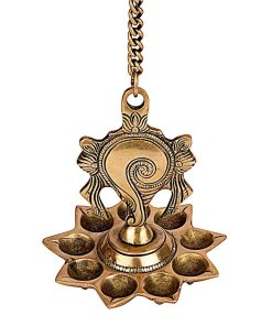 Brass Hanging Shangu Chakra Diya With 9 Slots