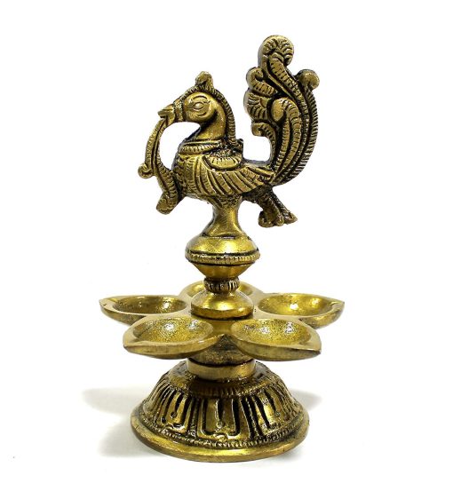 Brass Lotus Shaped Peacock Oil Diya Brass Lotus Shaped Peacock Oil Diya