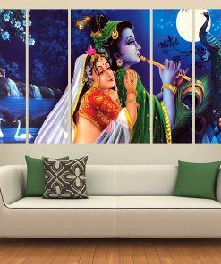 Multiple Framed Wood Radha Krishna Framed Painting