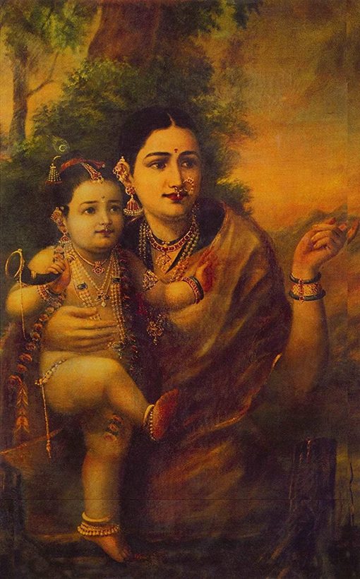 Raja Ravi Yashoda Krishna Unframed Canvas Paintings