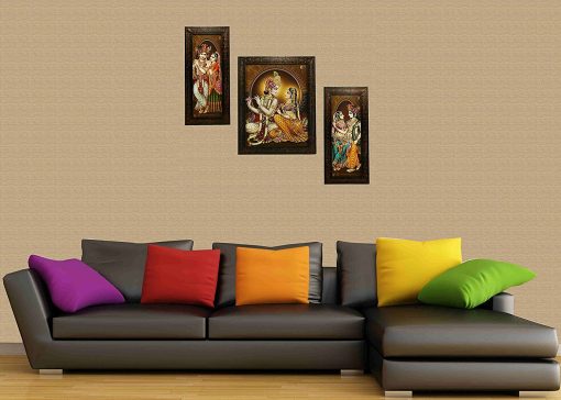 Traditional Art 3 Pcs Set Of Radha Krishna Art Paintings Without Glass ChennaiStore