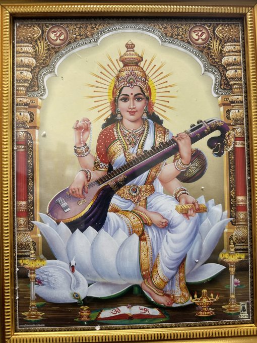 Goddess Saraswathi photo frame 32 x 27 cm