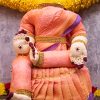 Varalakshmi Idol Pink and Gold Saree (18 IInches)- assorted colours