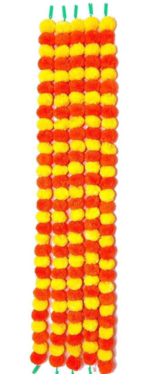 Artificial Marigold Flower Garlands Toran 5 Feet (Yellow &Amp; Light Orange) - Pack Of 1 Artificial Marigold Flower Garlands Toran 5 Feet (Yellow &Amp; Light Orange) - Pack Of 1