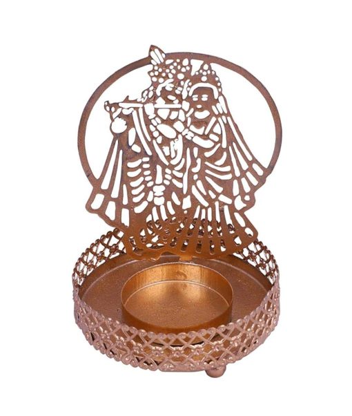 Golden Decorative Shadow Radha Krishna Diya Deepak Candle Holder