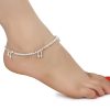 Women'S Golden Traditional Pearl Ghungroo Payal Anklet Golusu Pair White Metal Silver Plated Payal Anklet Golusu For Women & Girls