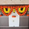 Artificial Marigold Flowers Garlands Double line Door Toran for Main Door,Hanging Toran for Festive Decorations, Doorway Leaves toran (Orange &Yellow -Pack of 1) Artificial Marigold Flowers Garlands Double line Door Toran for Main Door