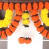 Artificial Marigold Flowers Garlands Double line Door Toran for Main Door,Hanging Toran for Festive Decorations, Doorway Leaves toran (Orange &Yellow -Pack of 1) Artificial Marigold Flowers Garlands Double line Door Toran for Main Door