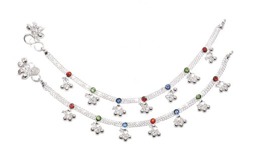 Multicoloured Stone Studded Golusu Payal Anklet Ghungroo For Kids