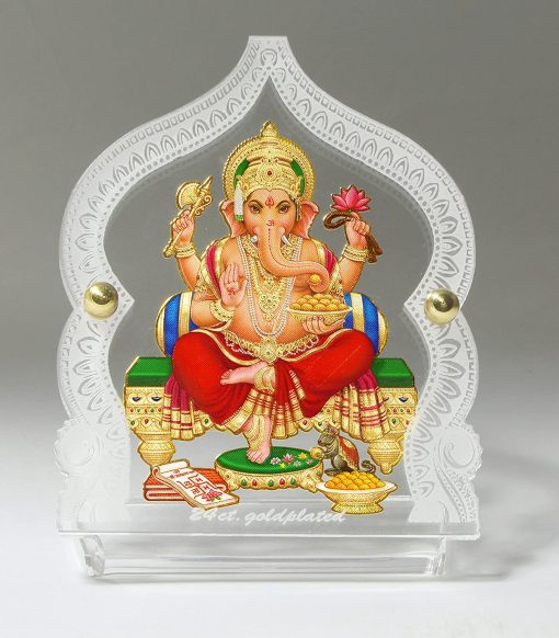 Acrylic Ganesh Ji With Japa Mala Idol For Car Dashboard Acrylic Ganesh Ji With Japa Mala Idol For Car Dashboard