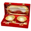 Traditional Indian Gold Brass Floral Bowl Gift Set - 100 Ml Pack Of 2