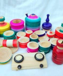 Traditional Games Wooden Kids Toy Kitchen Set Choppu Jaman With Gas Stove And Cylinder – 32 Pcs ChennaiStore