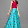 Girls Floral Print Lehenga Choli And Dupatta Set Ethnic Wear Blue Girls Floral Print Lehenga Choli And Dupatta Set Ethnic Wear Blue