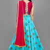 Girls Floral Print Lehenga Choli And Dupatta Set Ethnic Wear Blue Girls Floral Print Lehenga Choli And Dupatta Set Ethnic Wear Blue