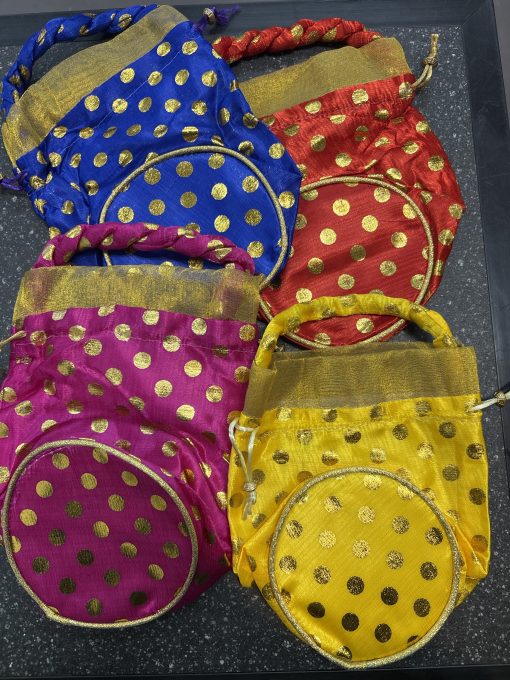 Potli Bag With Golden Dots (Assorted) - Pack Of 1 Potli Bag With Golden Dots (Assorted) - Pack Of 1