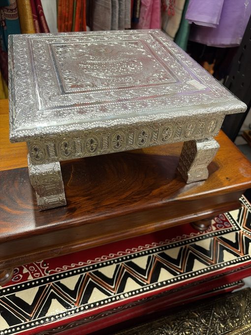Wooden Decorative Pooja Chowki / Patla / Palagai Bajot Stool For Home And Pooja Room - 10 inch Wooden Decorative Pooja Chowki / Patla / Palagai Bajot Stool For Home And Pooja Room