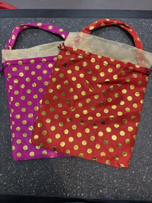 Large Potli Bag With Golden Dots (Assorted) - Pack Of 1