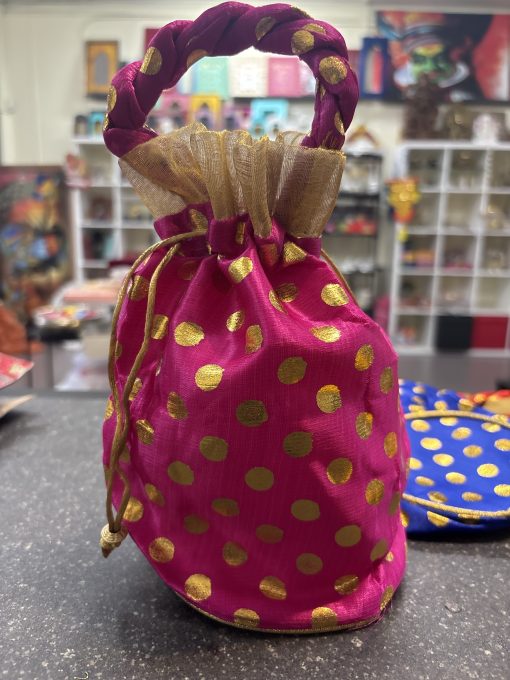 Potli Bag With Golden Dots (Assorted) - Pack Of 1